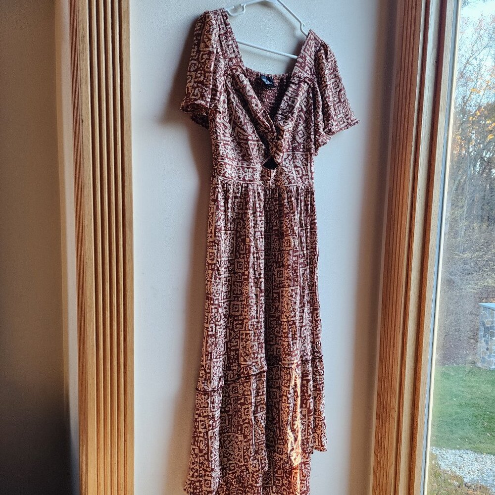 Angie Aztec Southwestern Style V-Neck Midi Sundress Size Large - Picture 2 of 15